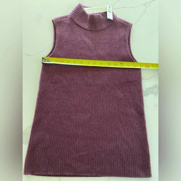 Talbots 100% Cashmere Ribbed Turtleneck Shell Sweater Burgundy Women’s Small NWT - Picture 7 of 15